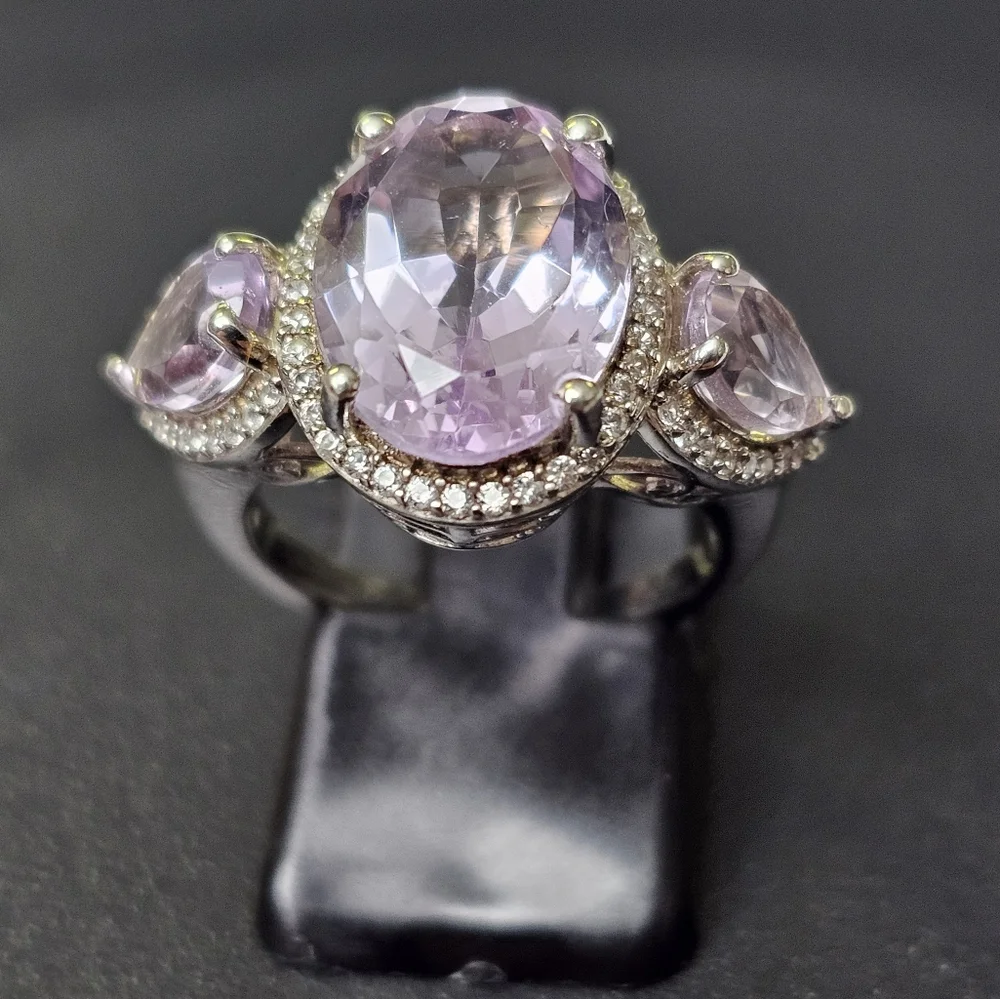 Genuine Rose De France Amethyst Ring in Platinum/925 Sz 6. New! - Picture 7 of 11